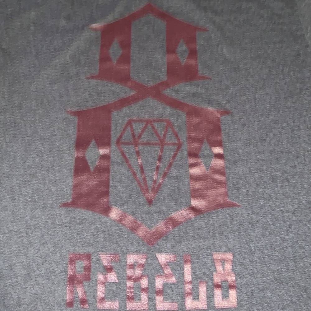 Rebel 8 - rare vintage logo graphic s/s tee NWOT - Gray/ burgundy - Size Large